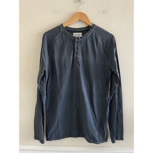 M. SINGER Gray Blue Long Sleeve Henley Shirt 100% Cotton Made in USA Casual Sz.S